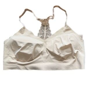 True & Co Bralette Women XL Beige Excellent Lace Racerback True Body Triangle